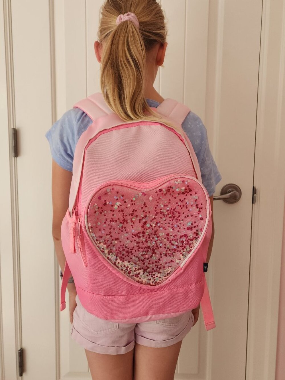 Girls Gap backpack with pink sparkly front pocket